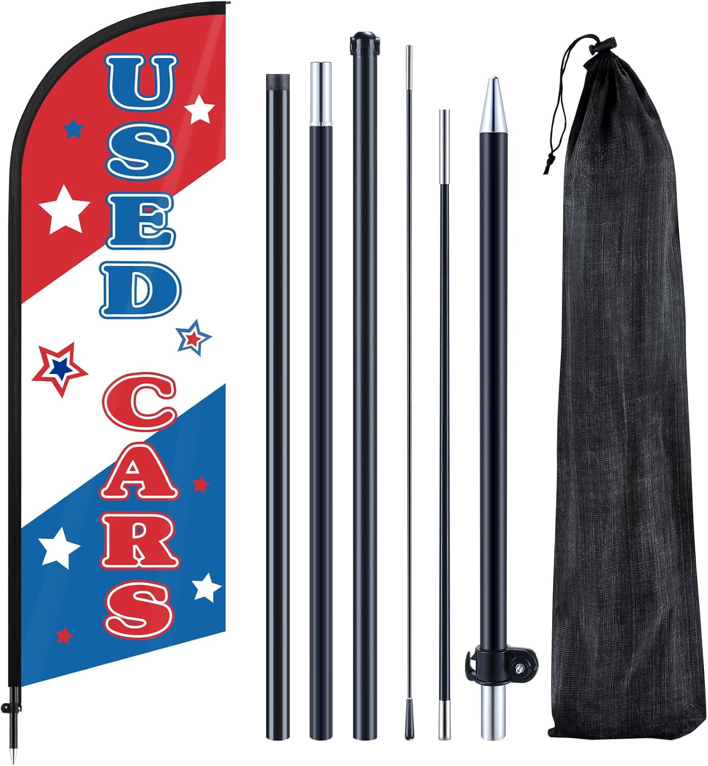 Used Cars Feather Flag 7 ft Advertising Swooper Banner Signs with Pole and Groun
