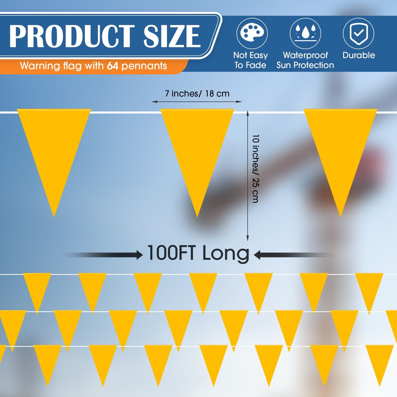 100ft Pennant Safety Flags Outdoor Banner Warning Flagging Banner Marking for…