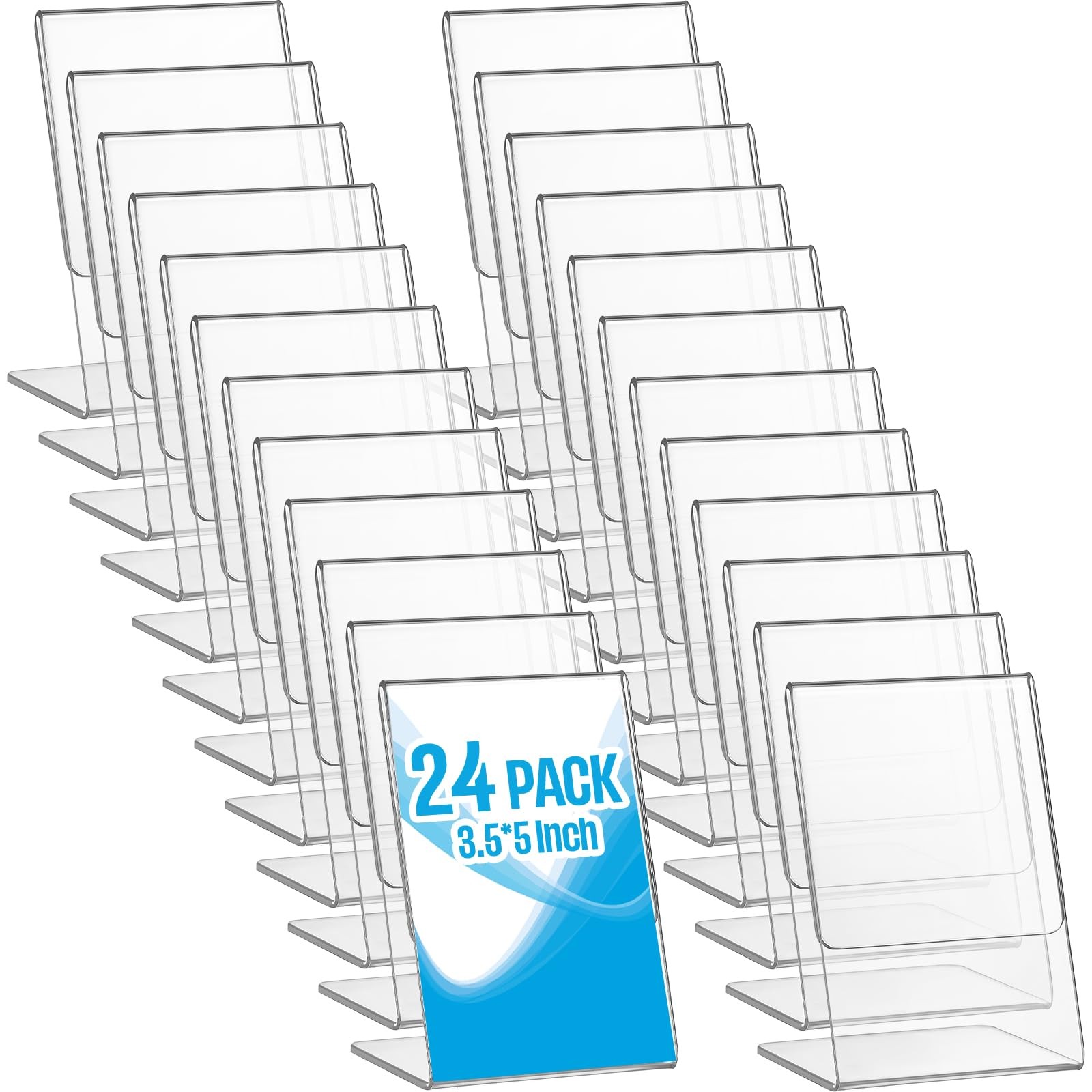 Thyle 24 Pieces Acrylic Sign Holder L Shape Clear Stand 3.5 x 5 clear