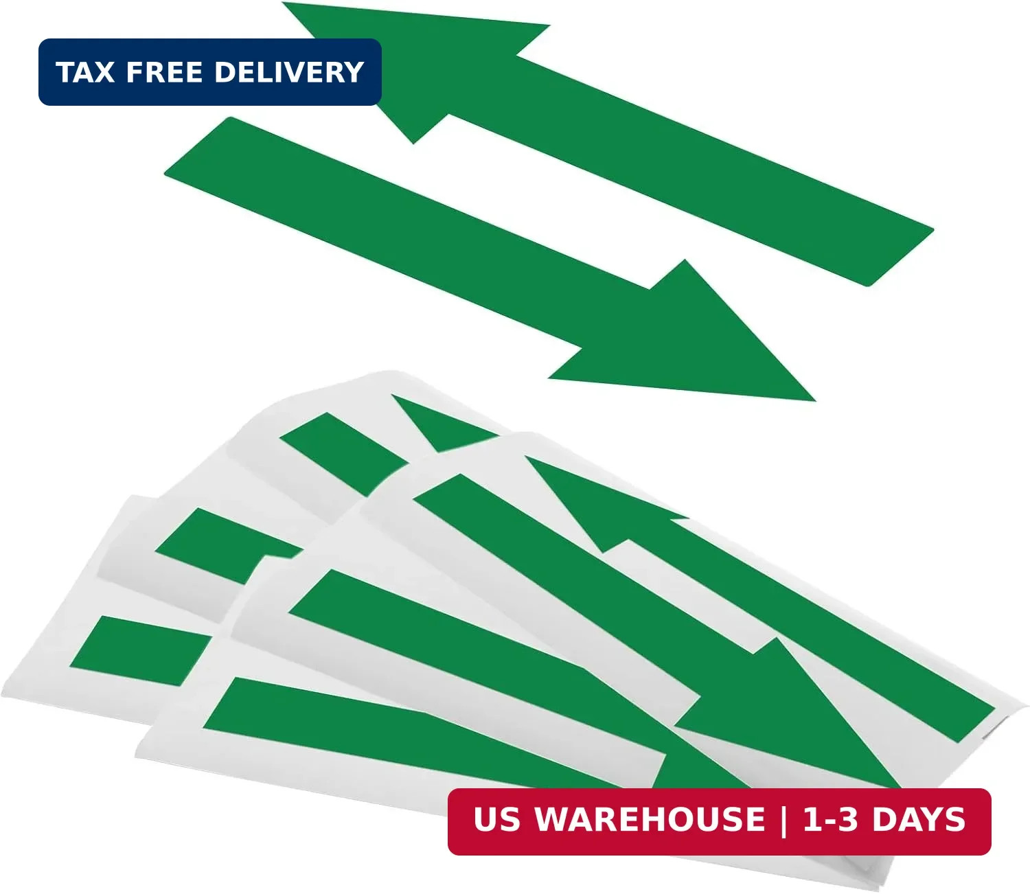 8 x 2 inch Green Arrow Sign Stickers, 12 Pack Waterproof PVC Removable Self Adhe