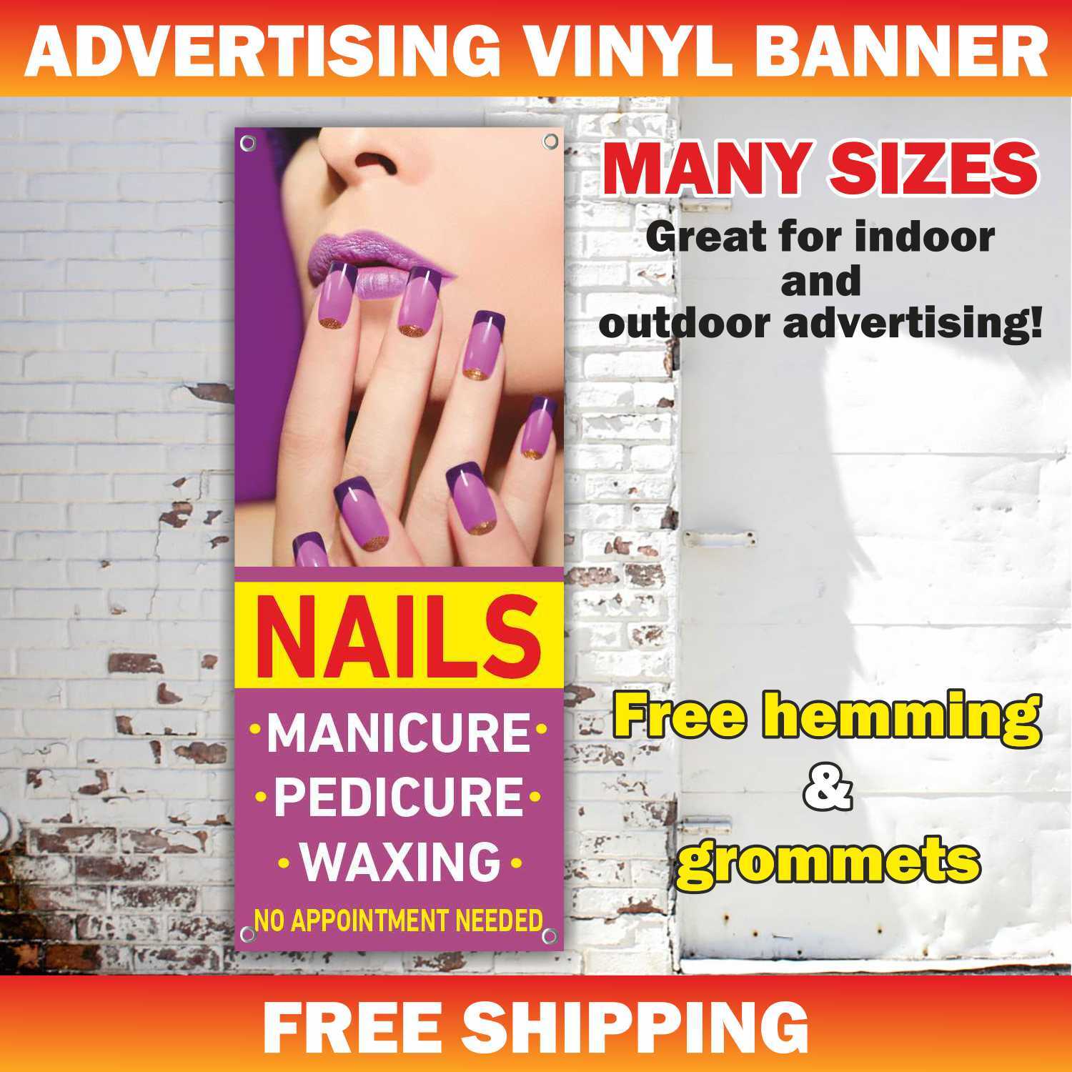 NAIL SALON Advertising Banner Vinyl Mesh Sign manicure beauty barber shop spa