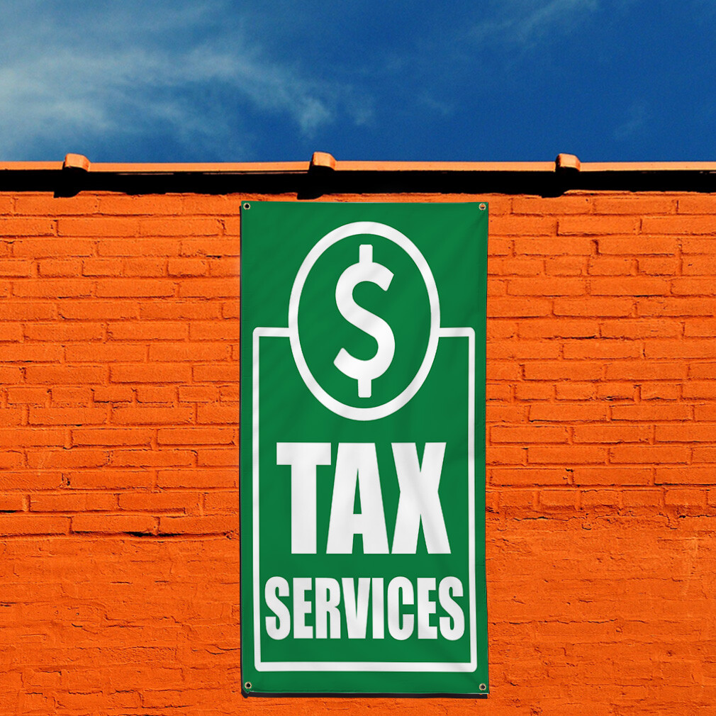 Vertical Vinyl Banner Multiple Sizes Tax Services Business Outdoor