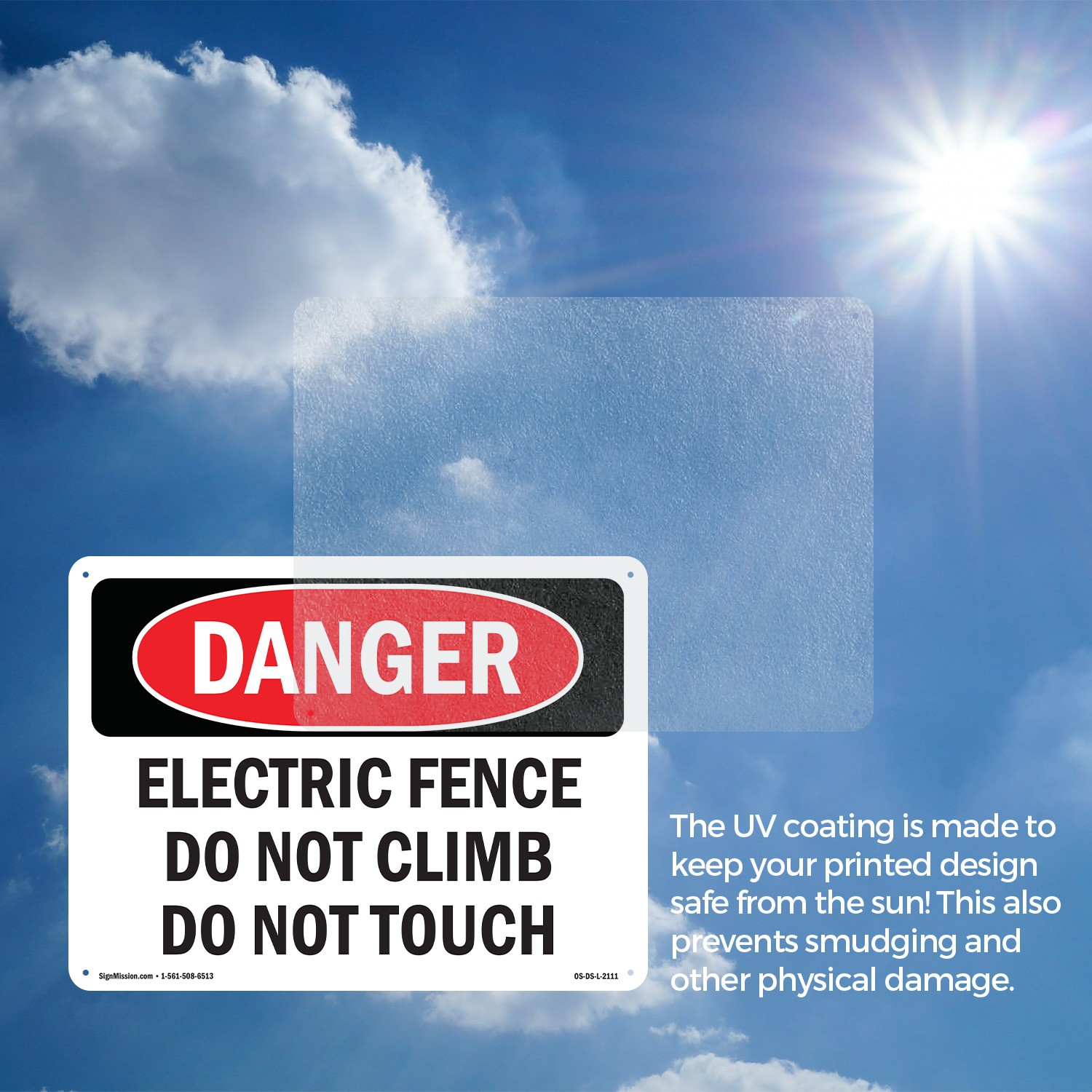 Electric Fence Do Not Climb Do Not Touch OSHA Danger Sign, Decal 5 or 10 Pack