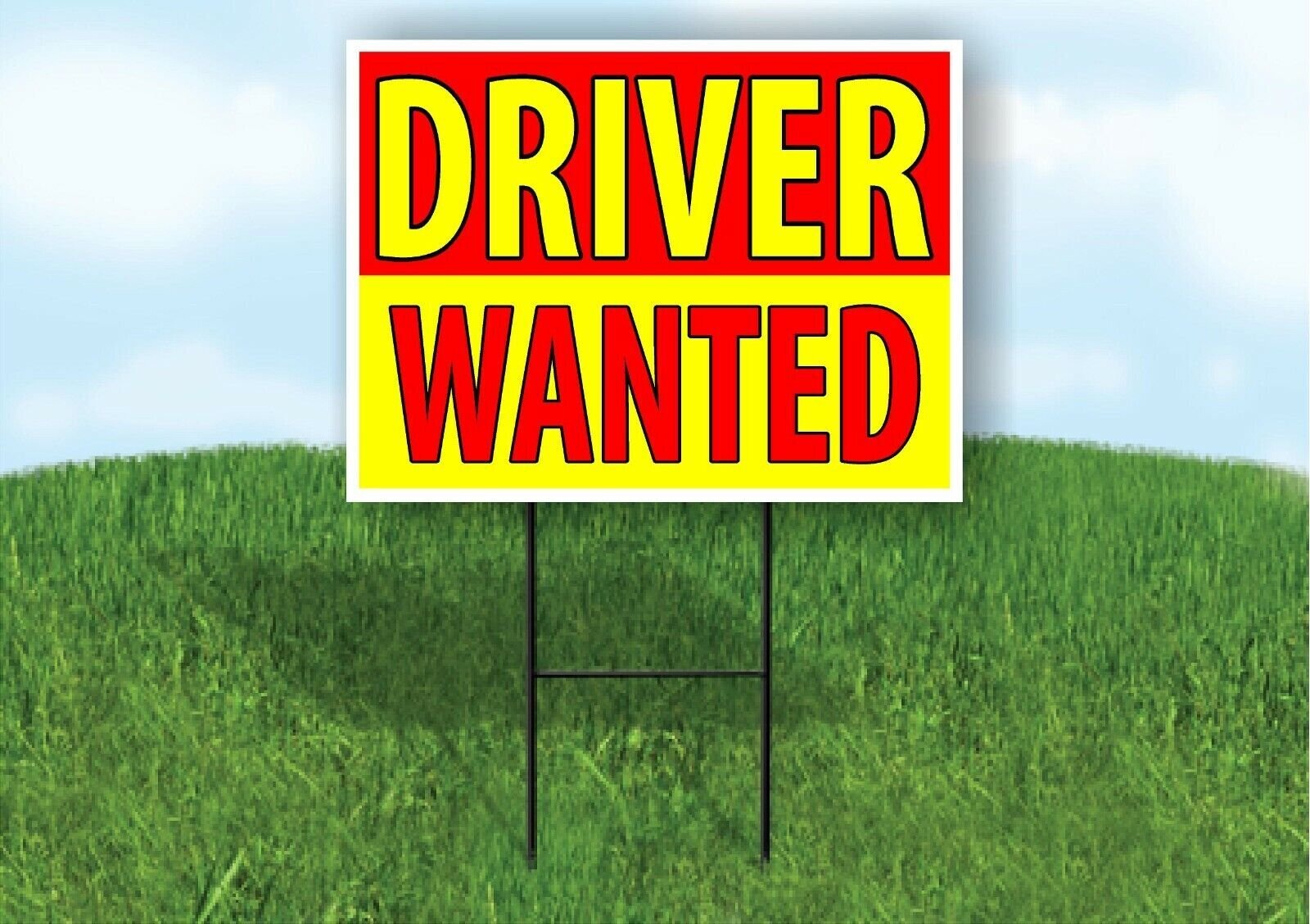 DRIVER WANTED RED YELLOW Plastic Yard Sign ROAD SIGN with Stand