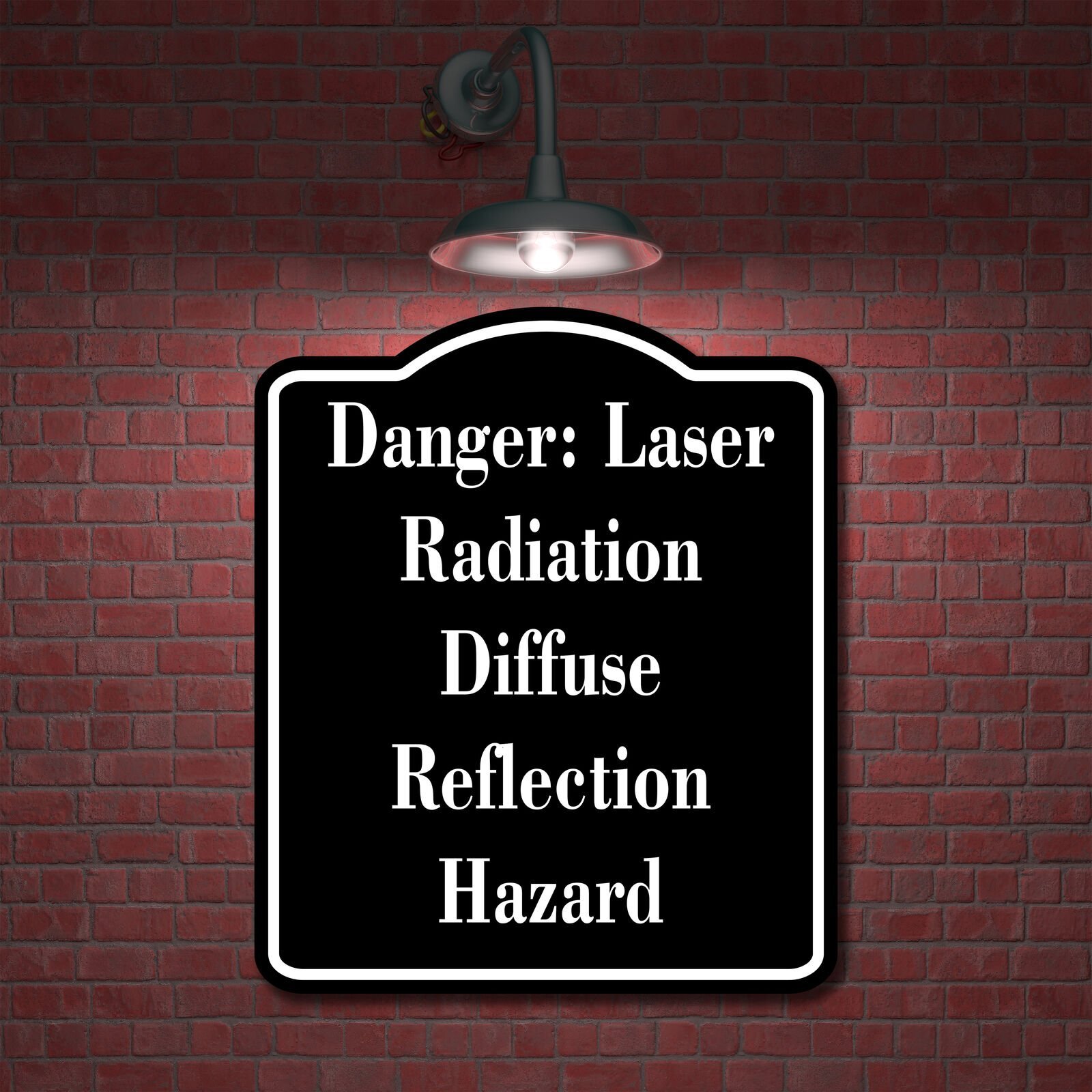 Danger Laser Radiation Diffuse Reflection Hazard BLACK Aluminum Composite Sign
