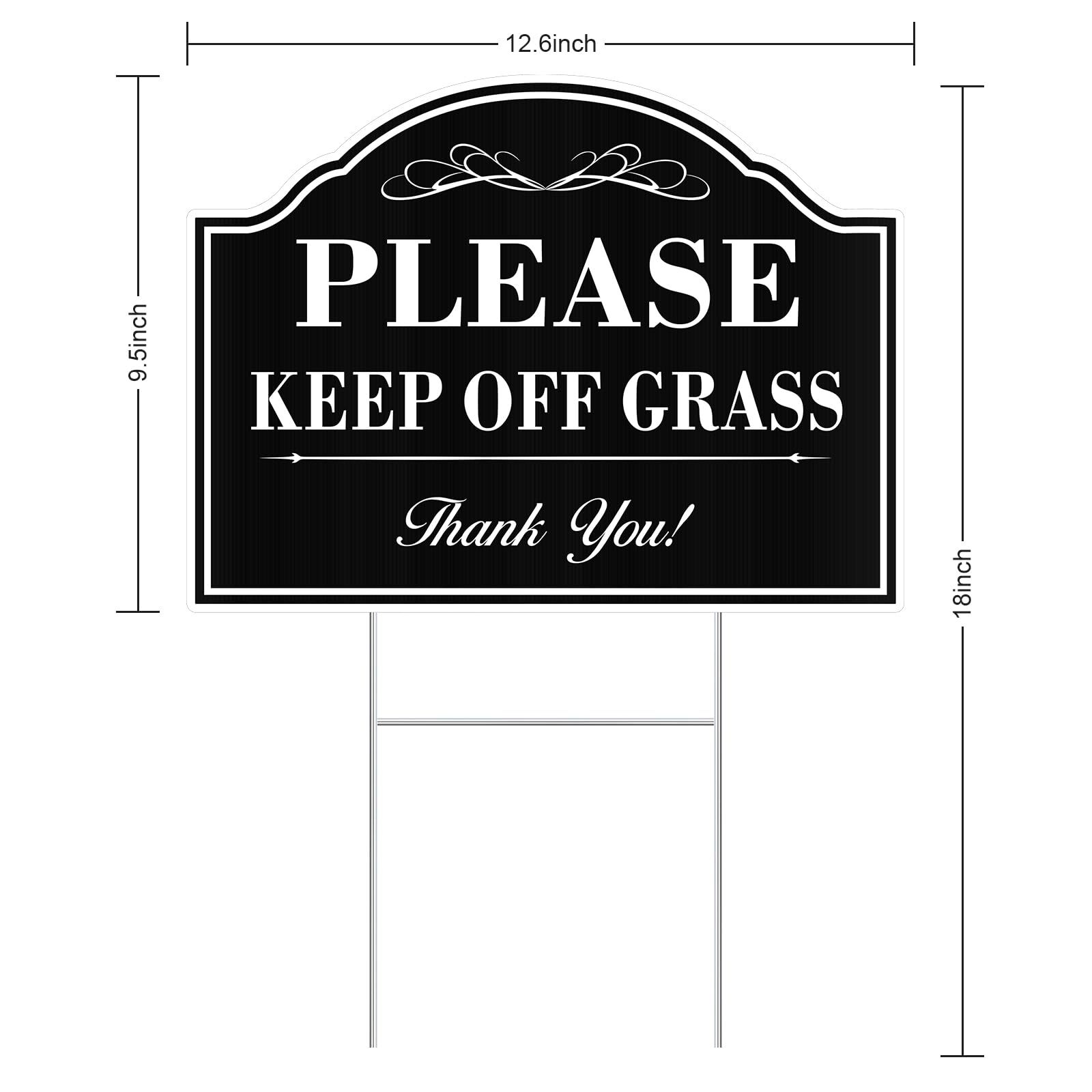 2 Pack 12×9 Inch Please Keep Off Grass Sign with Stakes for Yard Lawn Outdoor