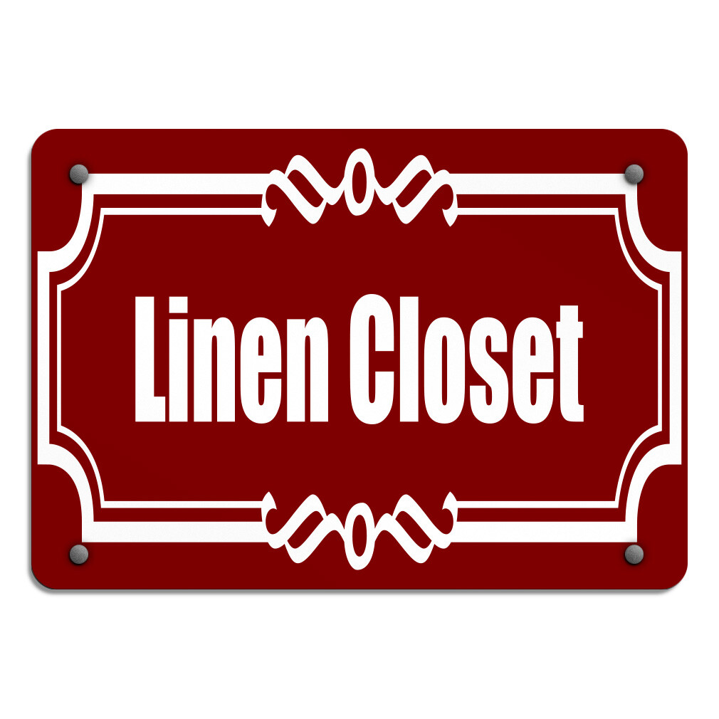 Aluminum Horizontal Metal Sign Linen Closet Business Lunch Room and Break