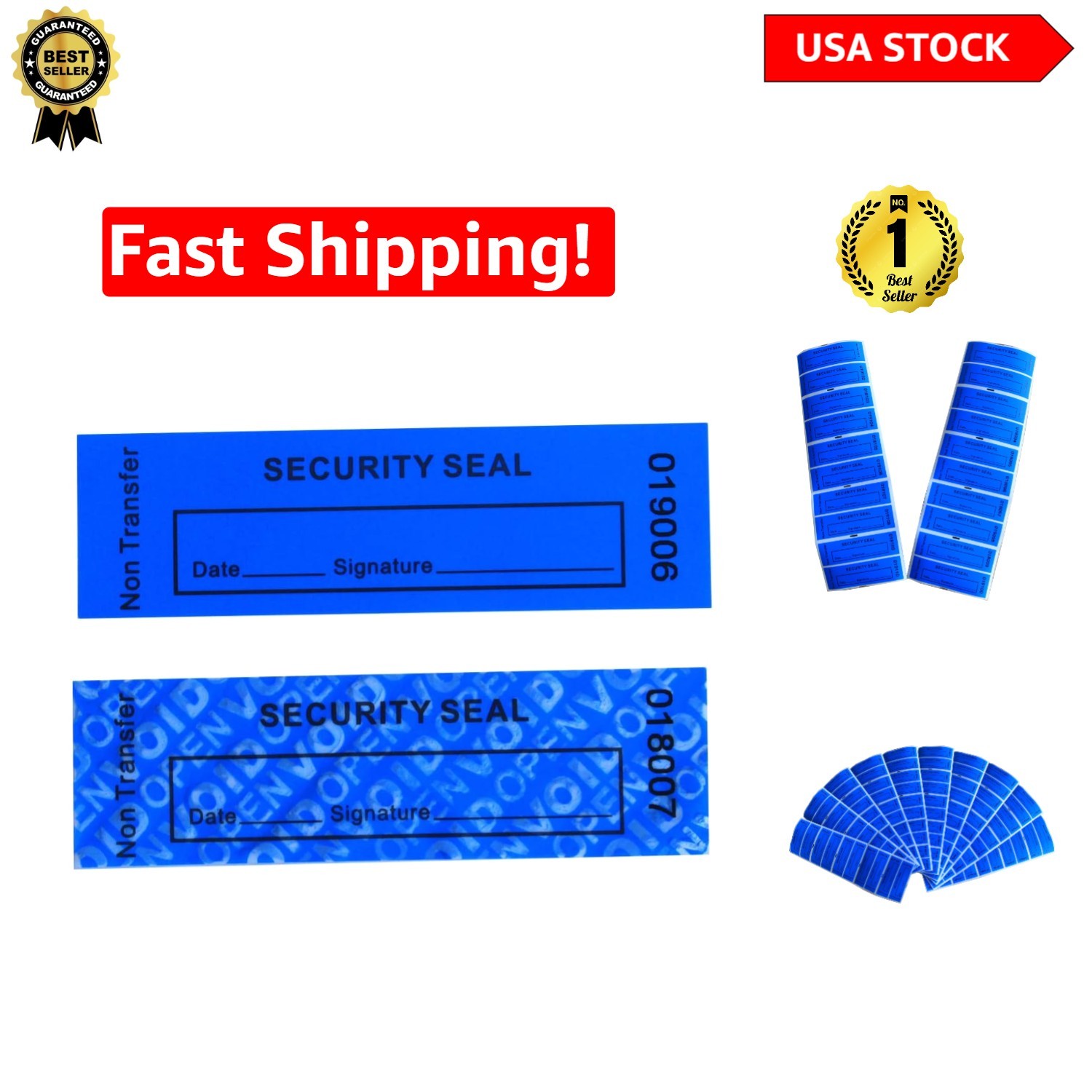 100pcs Tamper Proof Security Labels – Blue Void Open Stickers for Packaging