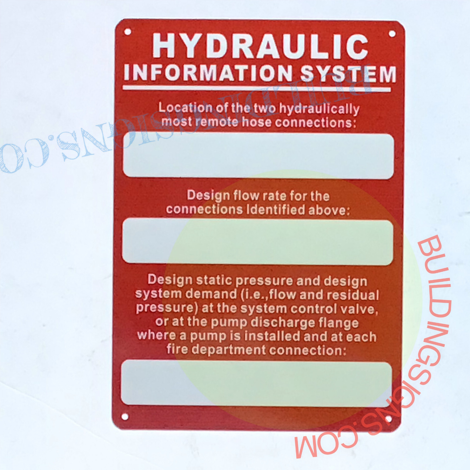 HYDRAULIC INFORMATION SYSTEM SIGN (7×10,Red,Aluminum)-REF24-1027