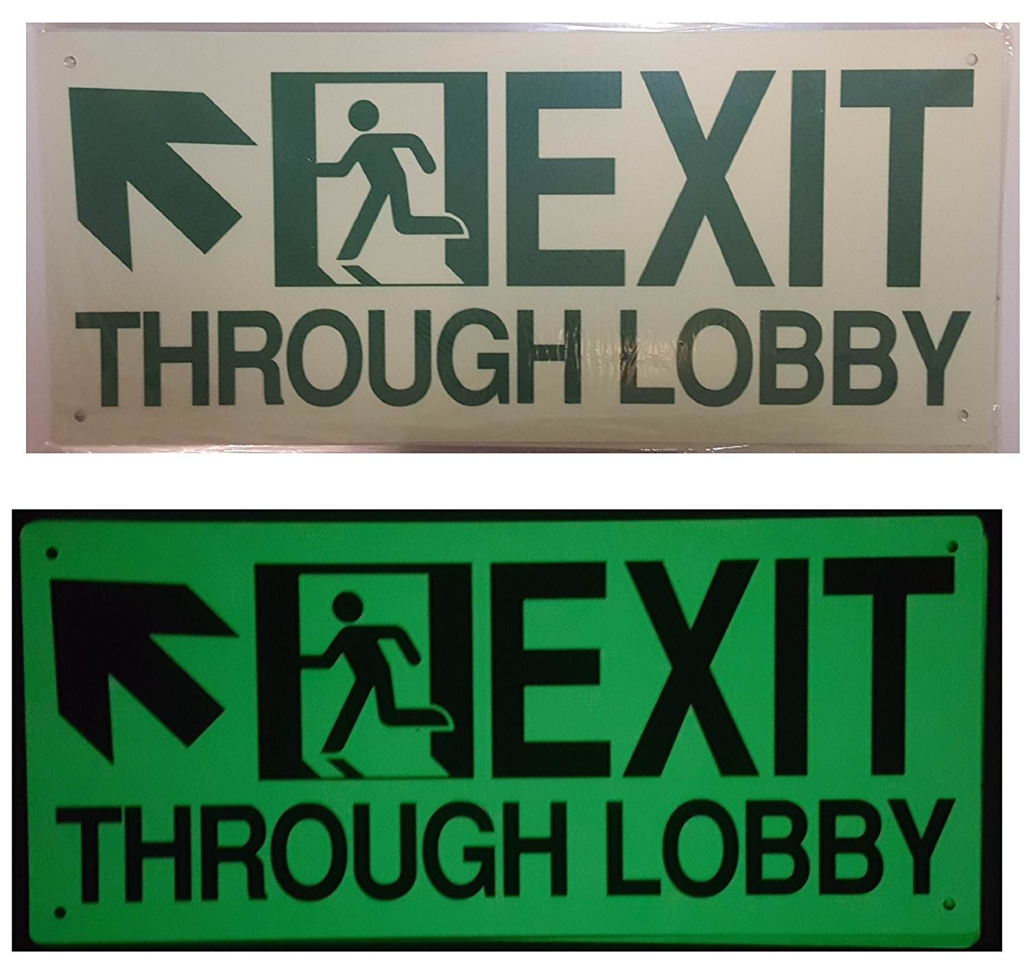 “Exit Through Lobby” UP LEFT SIGN(Glow In the dark sign – Photolum..-REF24-1027
