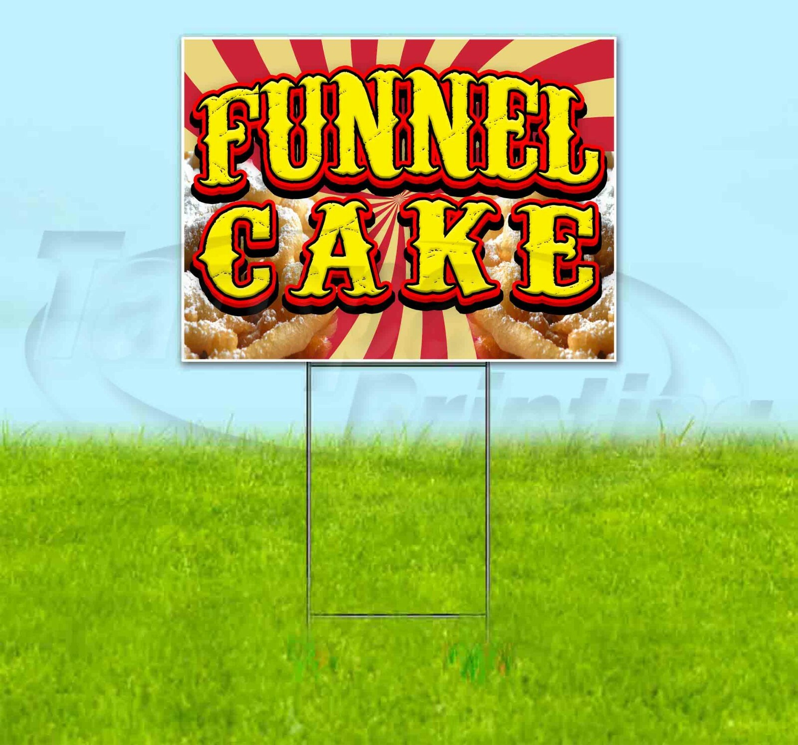 FUNNEL CAKE 18×24 Yard Sign WITH STAKE Corrugated Bandit USA BUSINESS FOOD