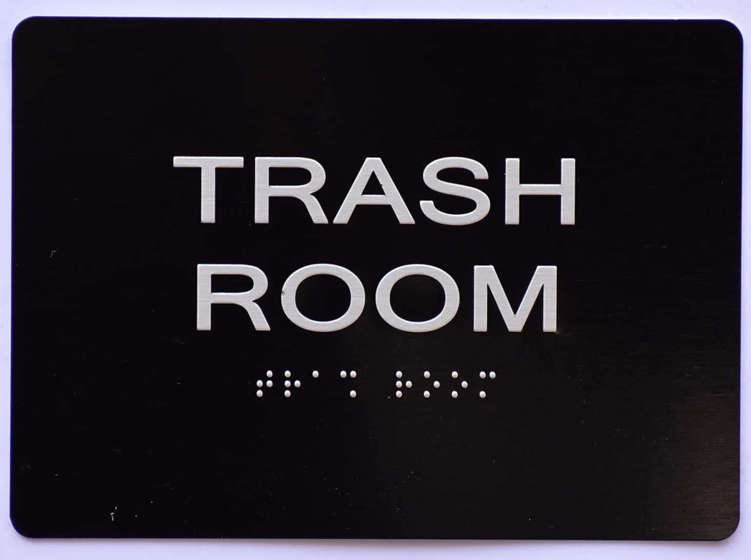 Trash Room Sign -Black(Aluminium, Black/Silver,Size 5×7) The….REF24-1027