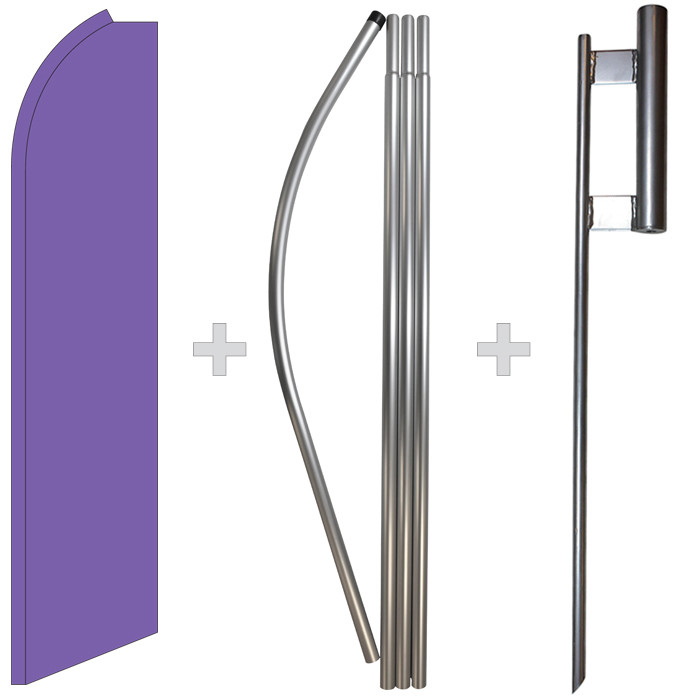 Solid Purple 15′ Tall Swooper Flag & Pole Kit Feather Super Bow Banner