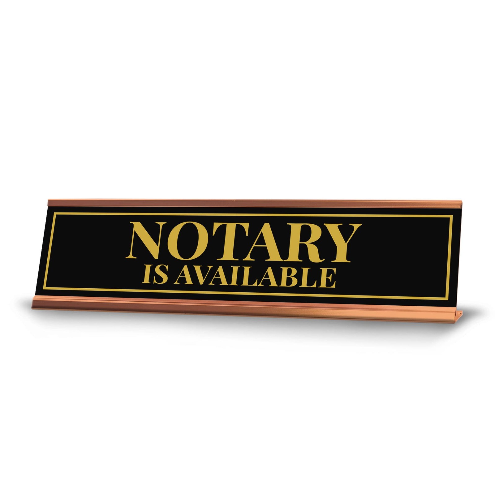 Notary Is Available Gold Frame Desk Sign 2×8 Inch Professional Office Decor