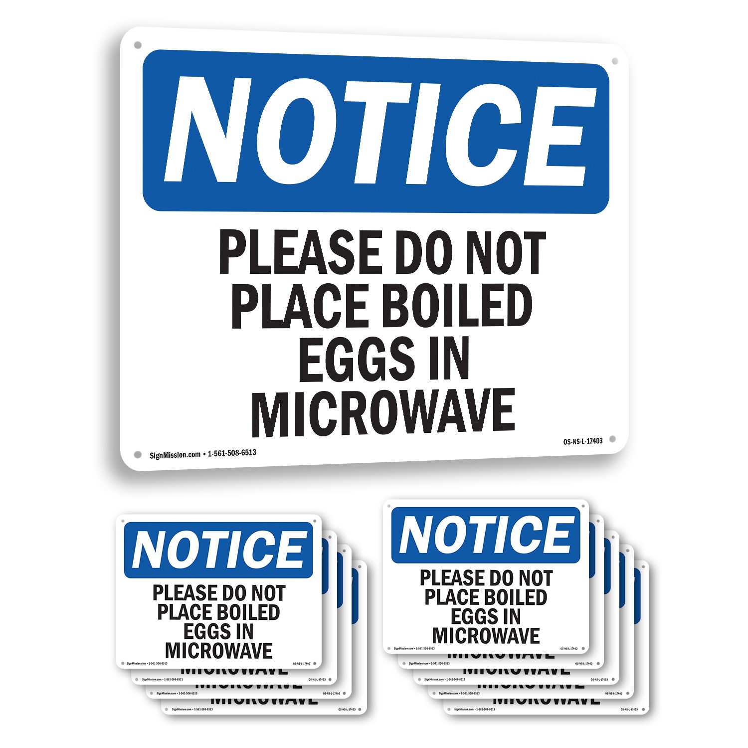 Please Do Not Place Boiled Eggs In Microwave OSHA Notice Sign, Decal 5/10 Pack