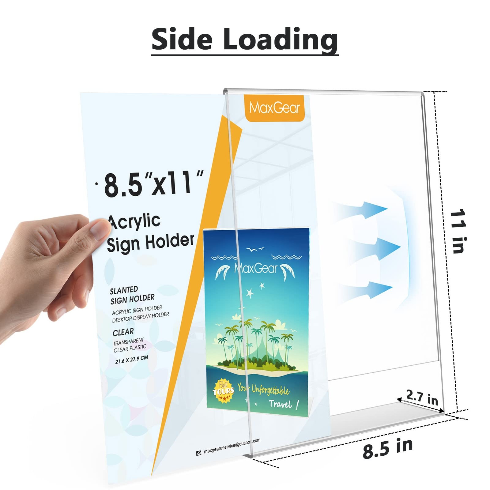 MaxGear 6 Pack Acrylic Sign Holder 8.5 X 11, Plastic Paper 8.5×11 inch, Clear