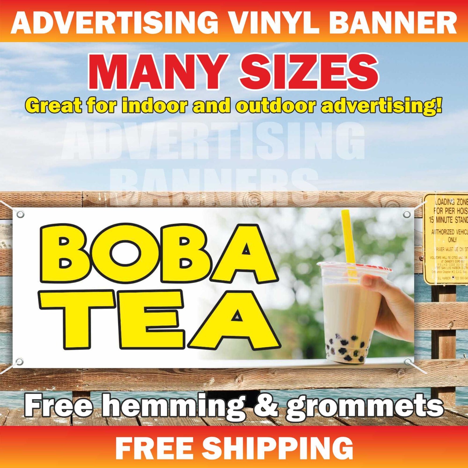 BOBA TEA Advertising Banner Vinyl Mesh Sign drink lemonade water coffee dessert