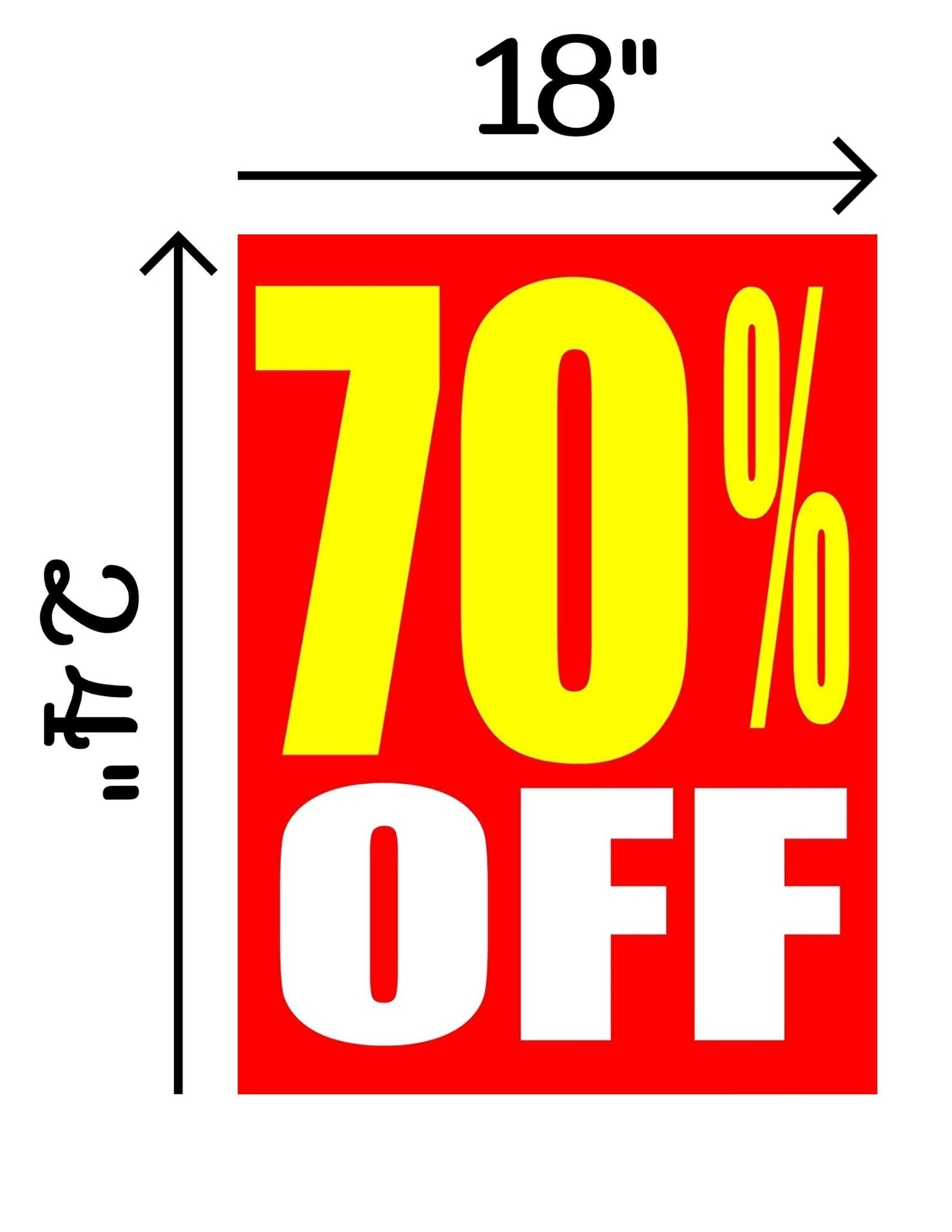 70 Percent Off | Retail Window Display Sign | 18″W x 24″H | 5 Pack