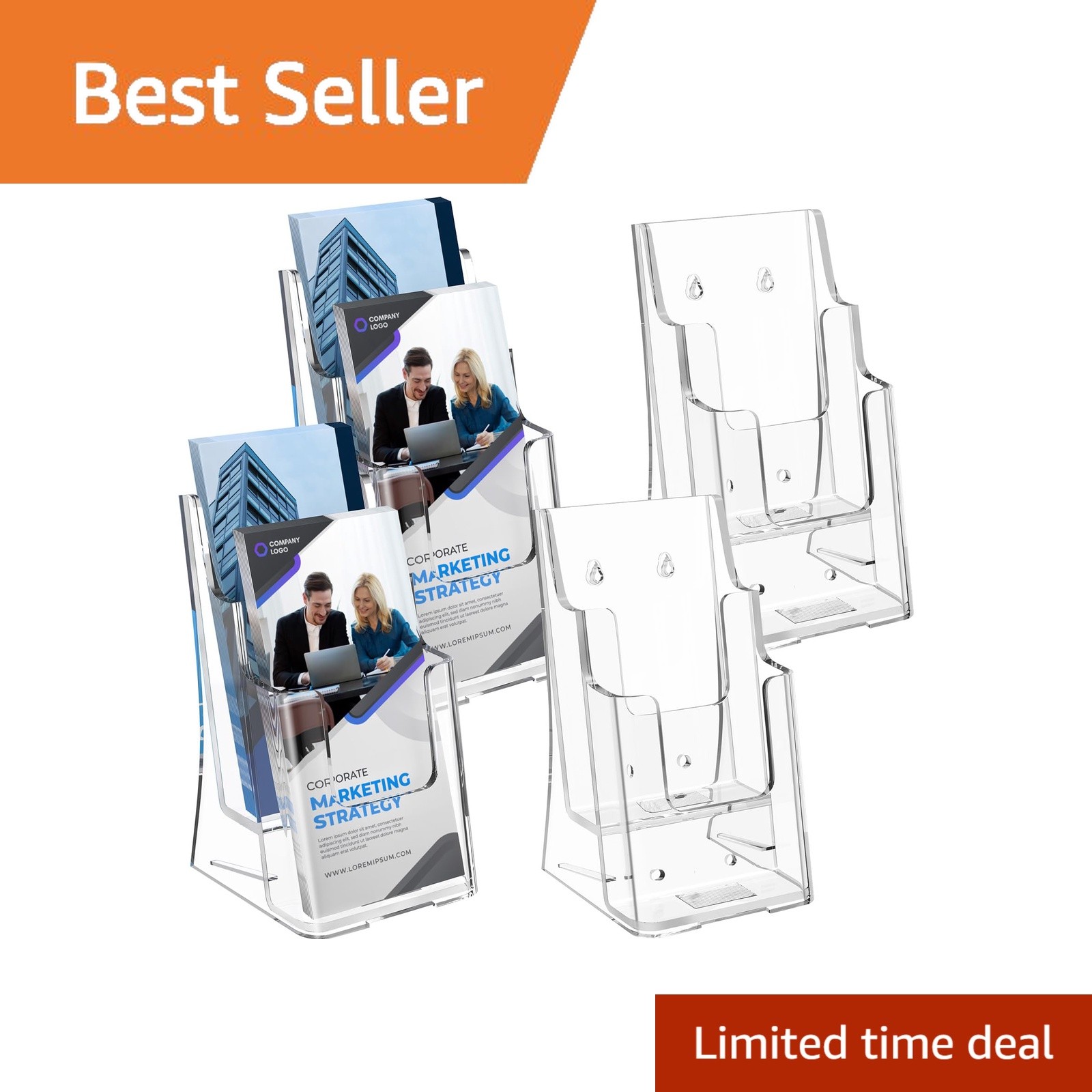 MaxGear Brochure Holder, 4×9, 2 Tier, 4 Pack