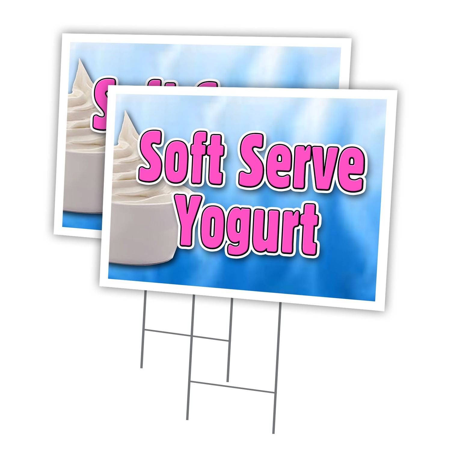 Soft Serve Yogurt Multi-Pack of Yard Signs & Stake plastic coroplast window