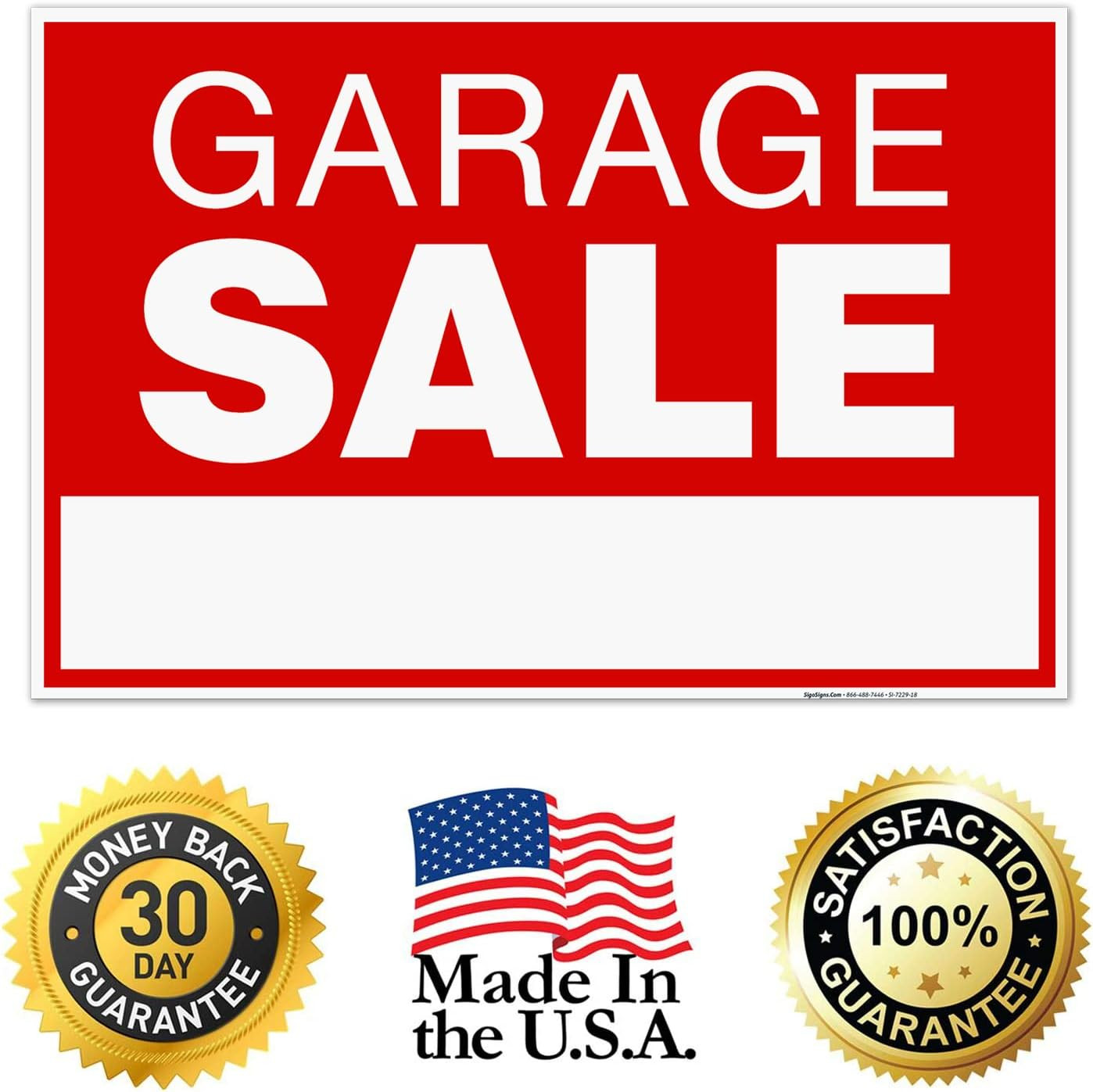 Garage Sale with Right and Left Arrows Sign, (3 Pack) Double Sided 12X18 Inches,