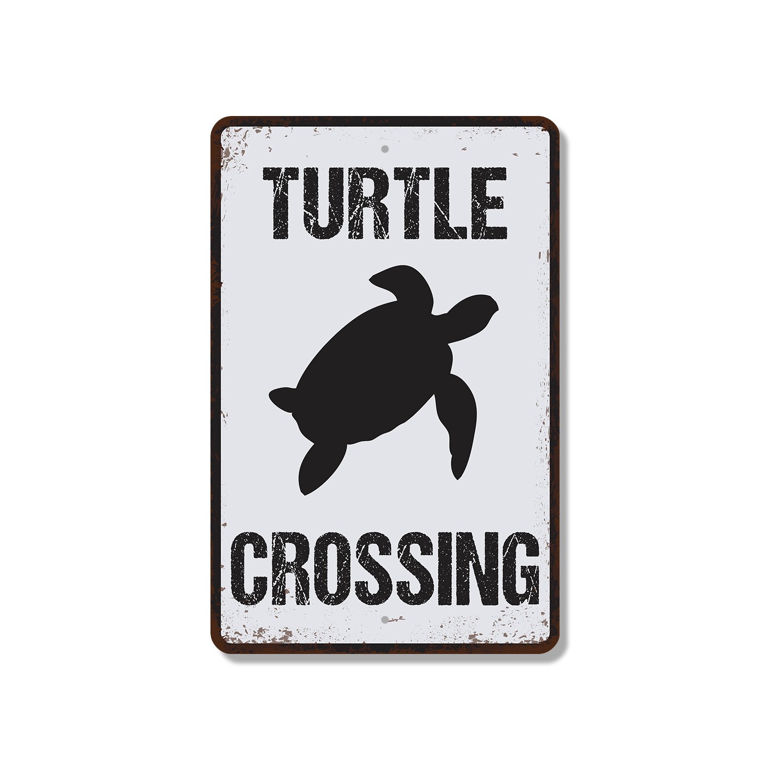 Distressed Style Turtle Crossing Sign Slow And Secure Passage for Gardens Ponds