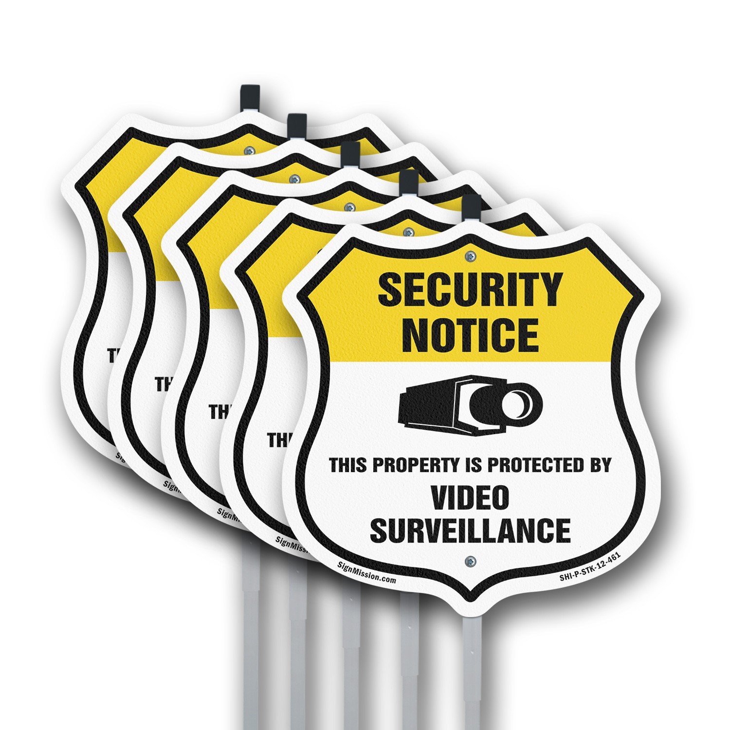 Security Notice Shield Sign This Property Is Protected B Shield Sign With Stake