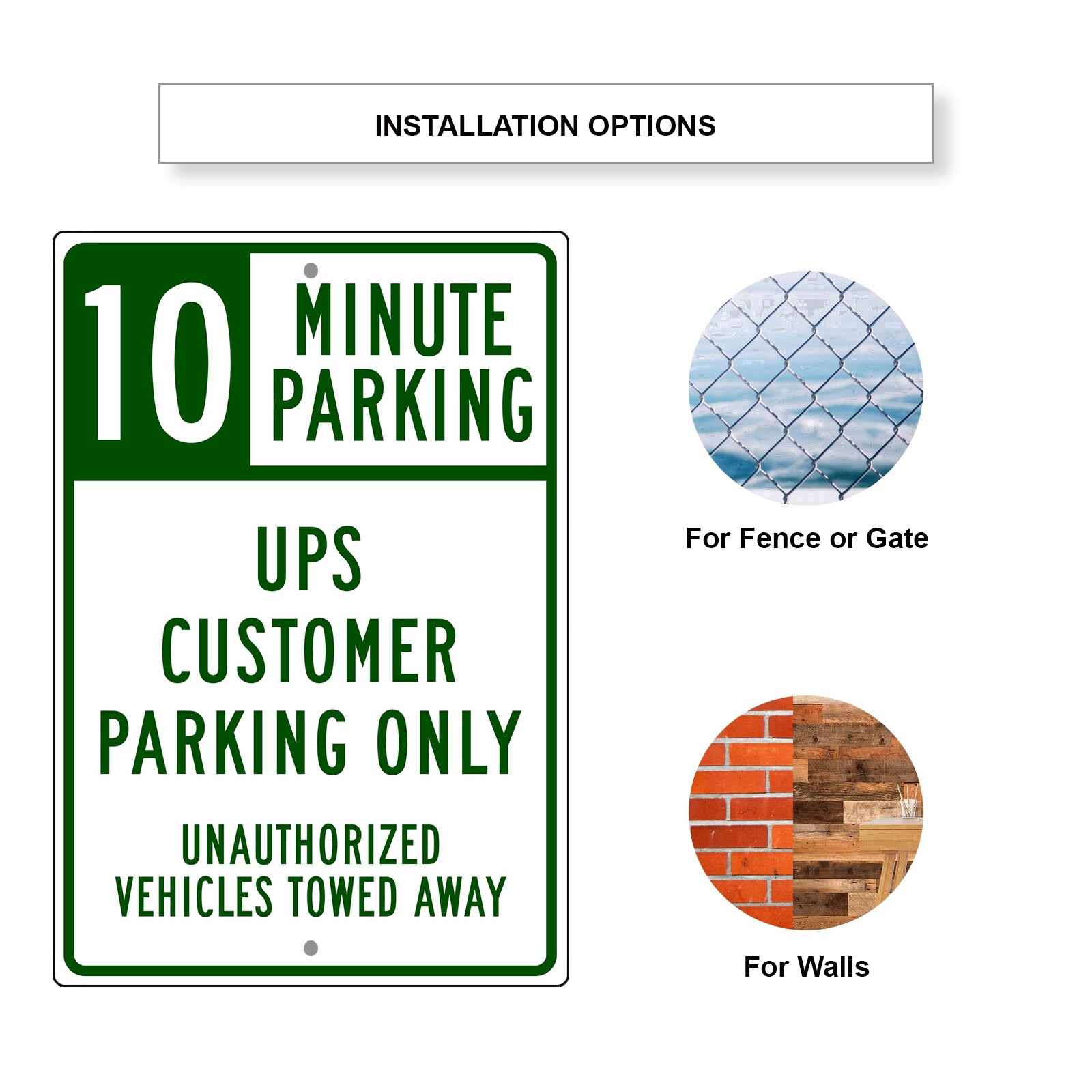 10 Minute Parking UPS Customer Parking Only Unique Novelty Aluminum Metal Sign
