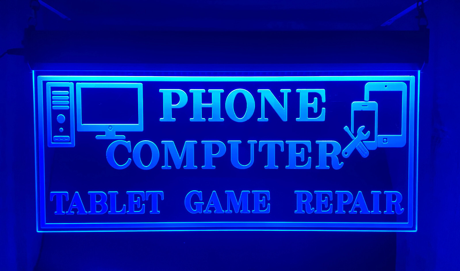 PHONE COMPUTER TABLET GAME REPAIR LED SIGN NEON LIGHT SHOP DISPLAY LARGE 10″X20″