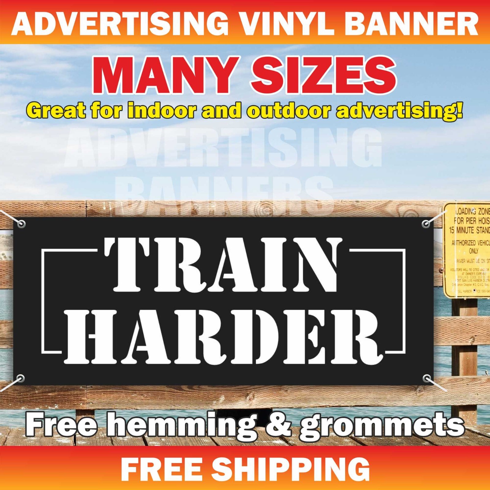 TRAIN HARDER Advertising Banner Vinyl Sign Motivation Poster Workout GYM