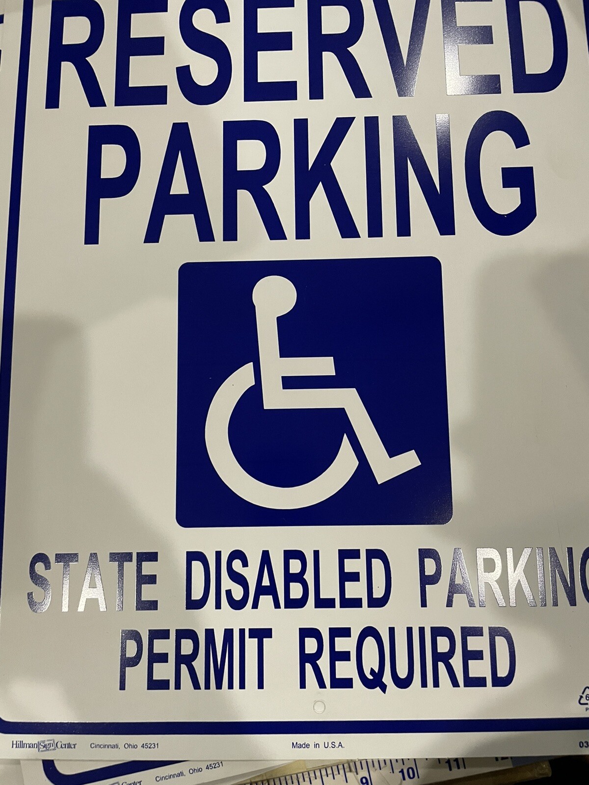 3X Hillman 45231 Reserved Handicap Parking Sign, 15″ x 19″, Blue Vinyl USA