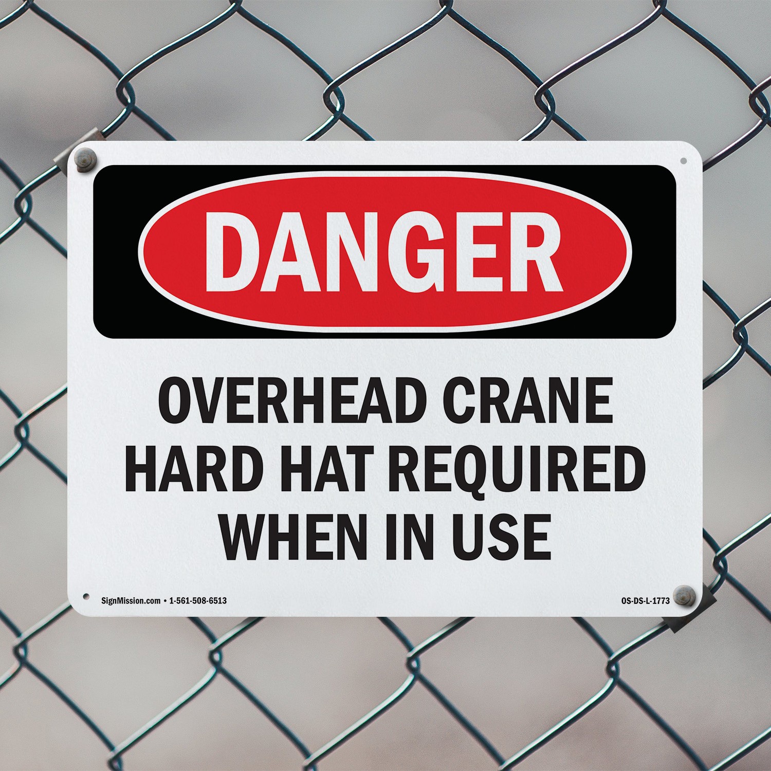 Overhead Crane Hard Hat Required OSHA Danger Sign Metal, Decal – 5 or 10 Pack