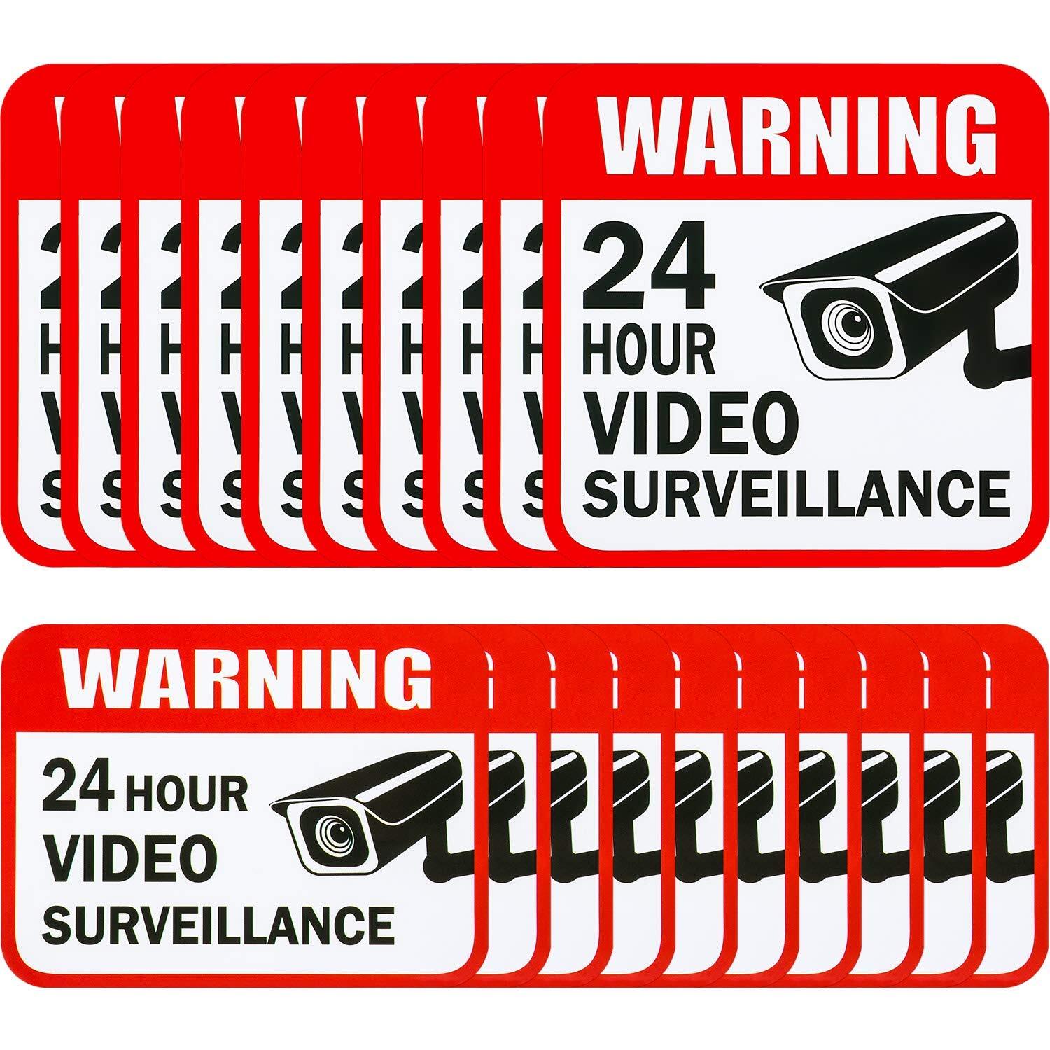 10 Pack 2.5×3.5 Inch Video Surveillance Warning Sticker Sign for Indoor Outdoor