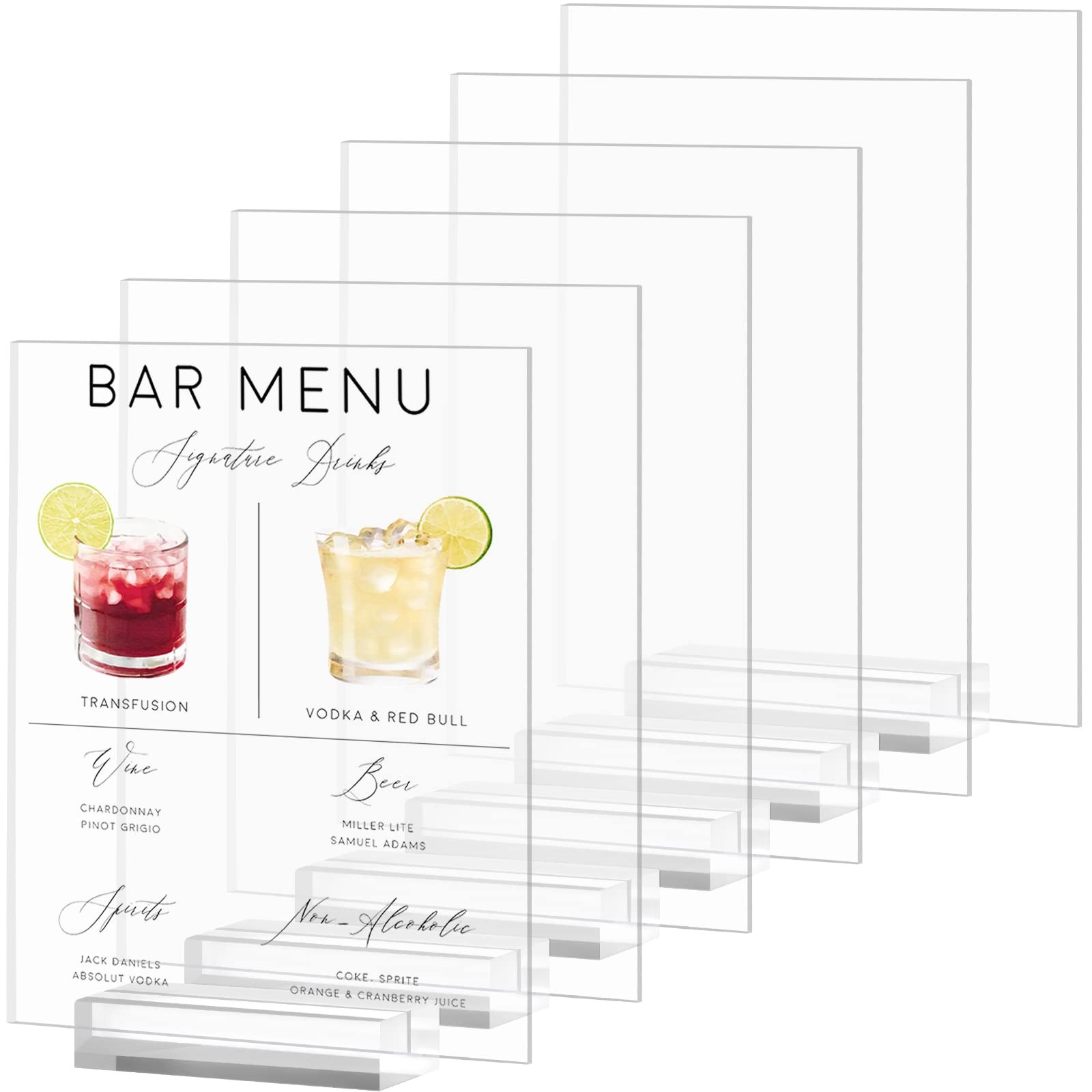 6 PCS 8×10 Inch Clear Blank Acrylic Sign Sheets Stand DIY Table Wedding Bar