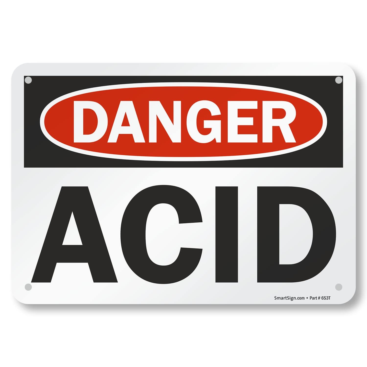 7×10 inch Danger Acid Sign U9-1189-NA Aluminum Red Black White Signage