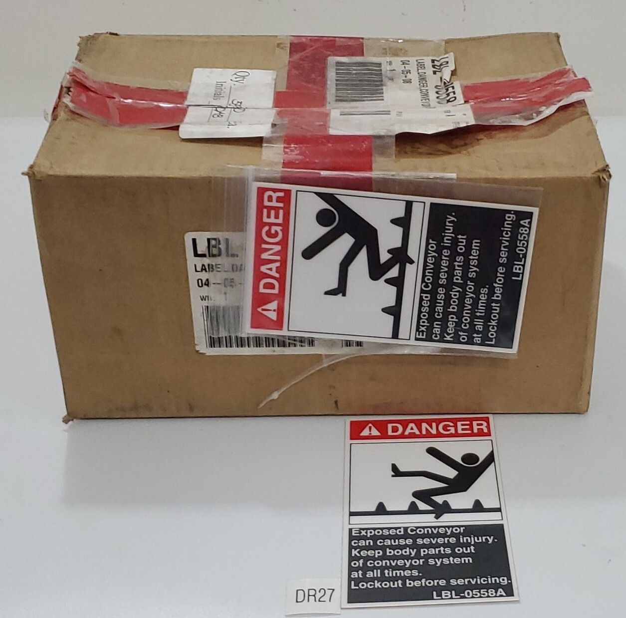 *NEW* LARGE LOT OF 350+/- DANGER LBL-0558A Exposed Conveyor Stickers + Warranty!
