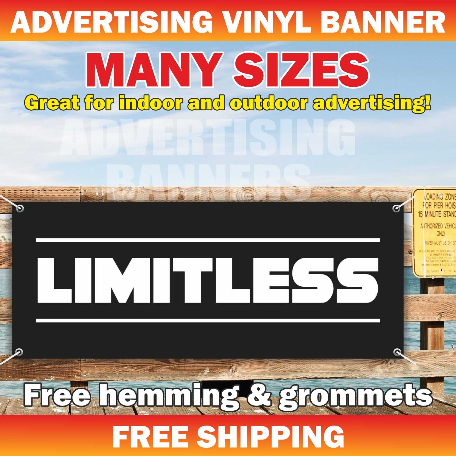 LIMITLESS Workout Banner Vinyl Sign Motivation Poster Fitness Gym