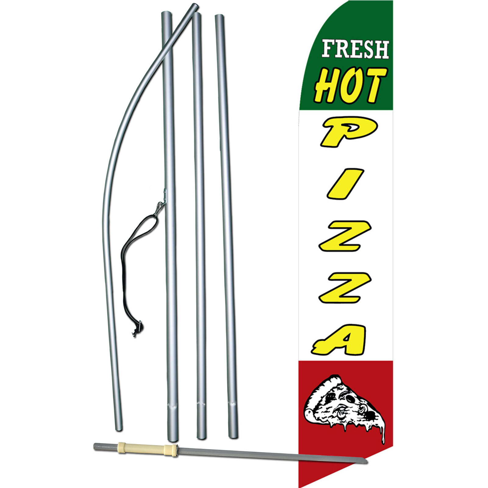 Hot Pizza Flag with Flag Pole and Spike