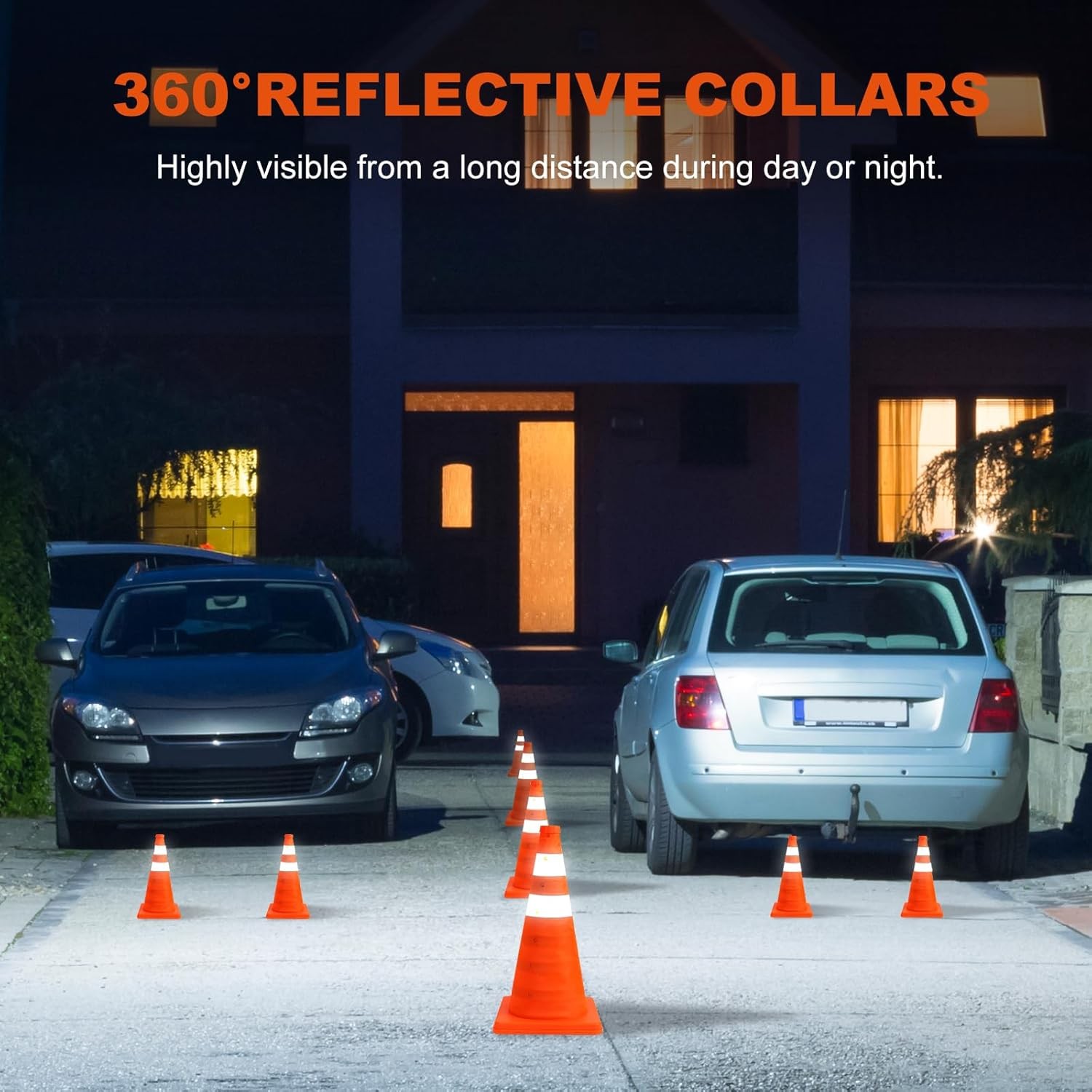 Collapsible Orange Safety Cones 18 Inch (2 Pack)- Pop-up Parking 18Inch