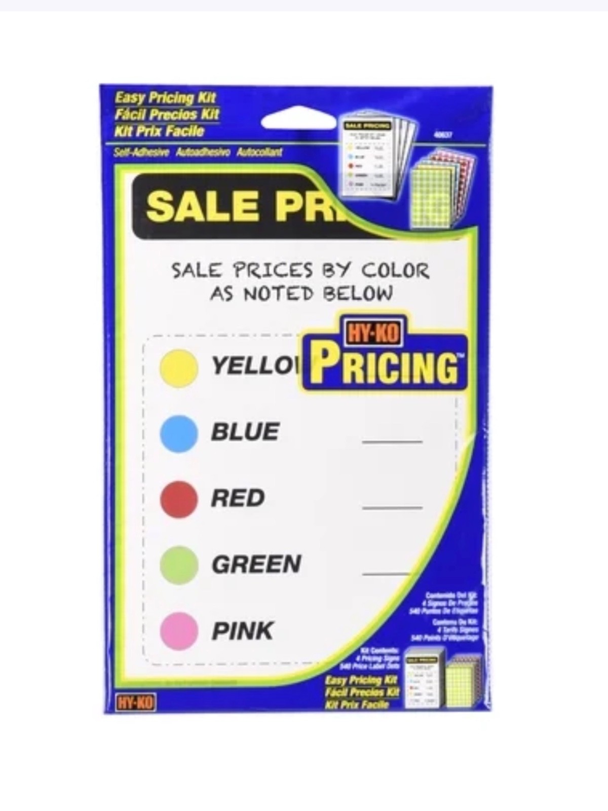 HY-KO Pricing Garage Sale Pricing Kit, Yard Sale, Retail, 4 Signs,540 Label Dots