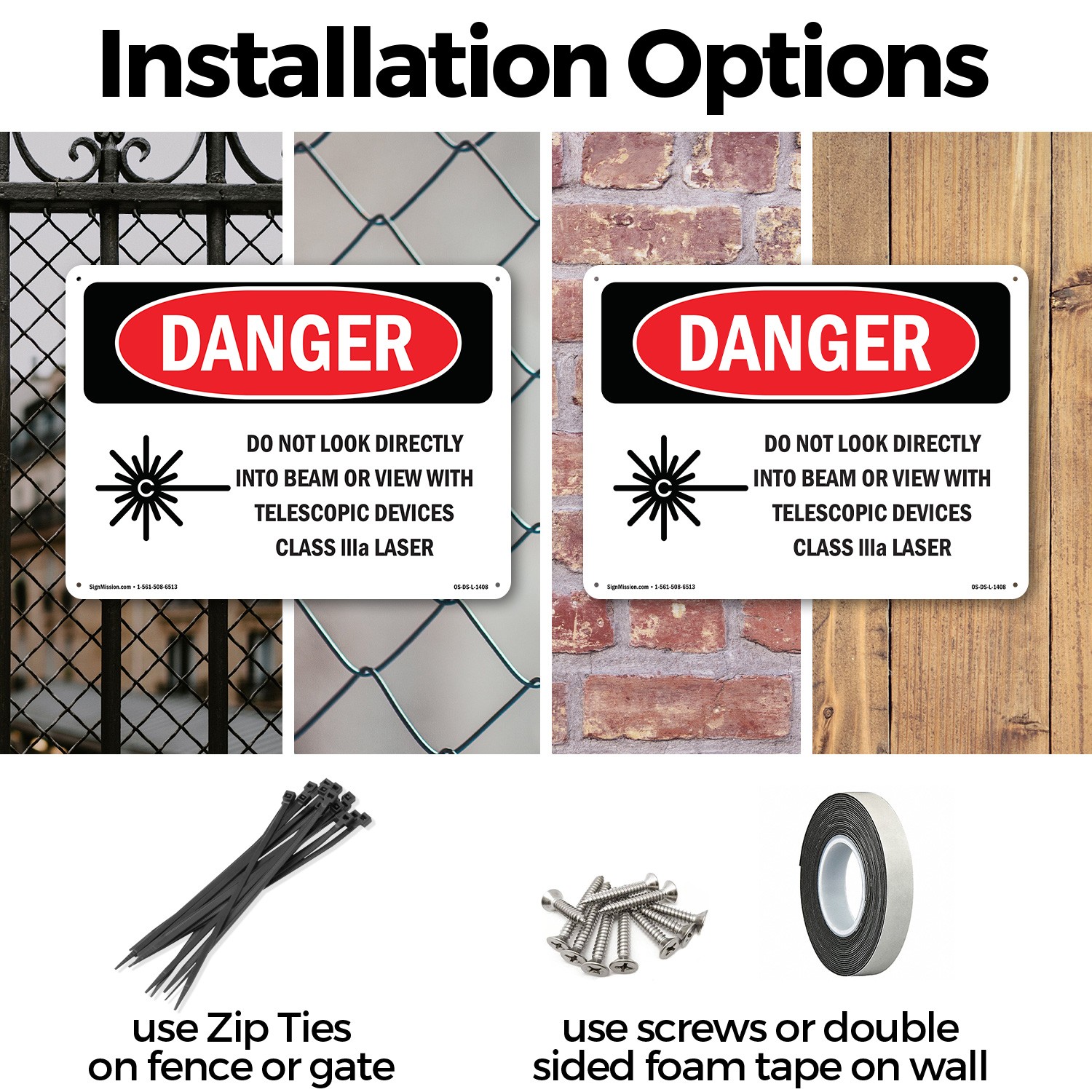 Do Not Look Directly Into Class IIIb Laser OSHA Danger Sign, Decal 5 or 10 Pack