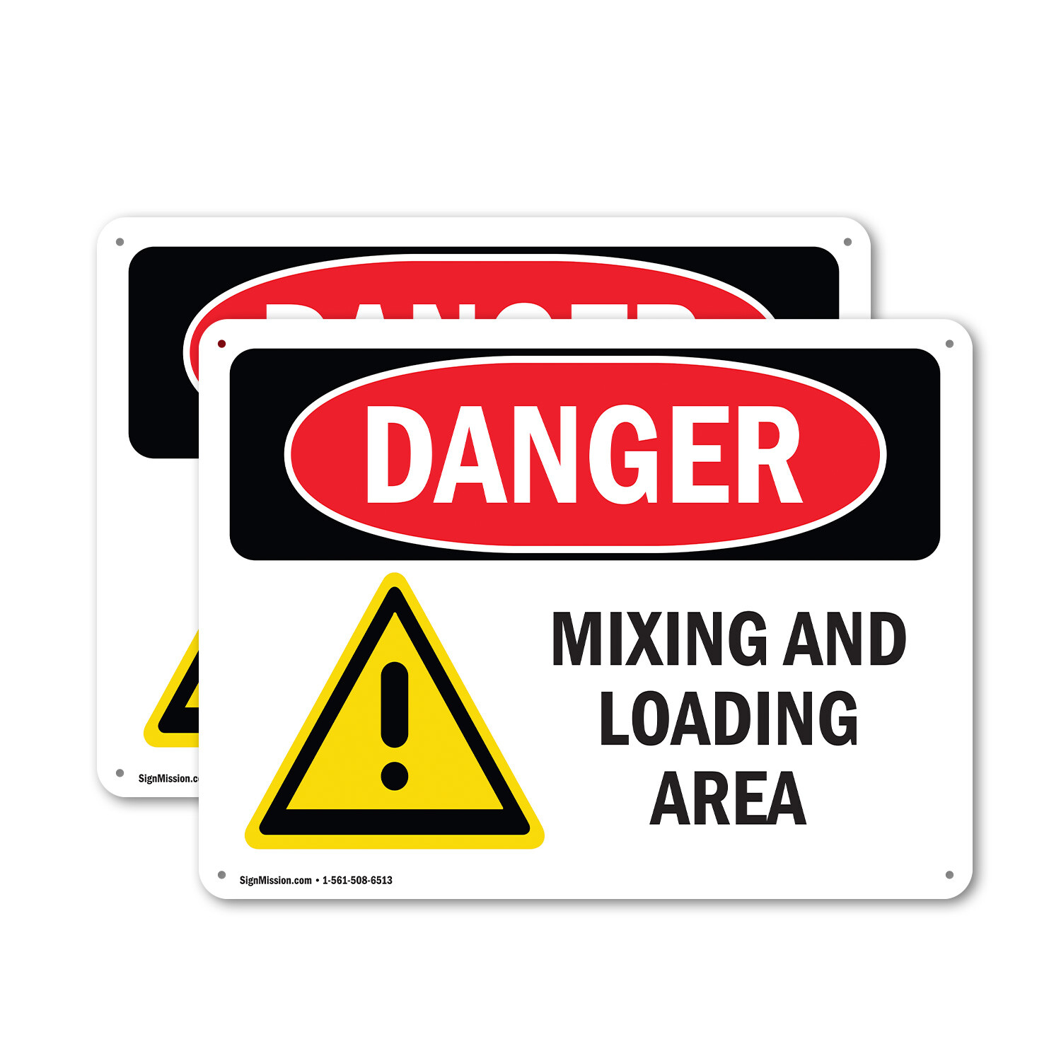 (2 Pack) Mixing And Loading Area OSHA Danger Sign Decal Metal Plastic