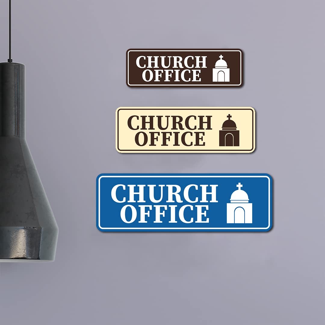 Standard Church Office Sign, Ivory/Dark Brown, Large, Door, Wall, Plaque