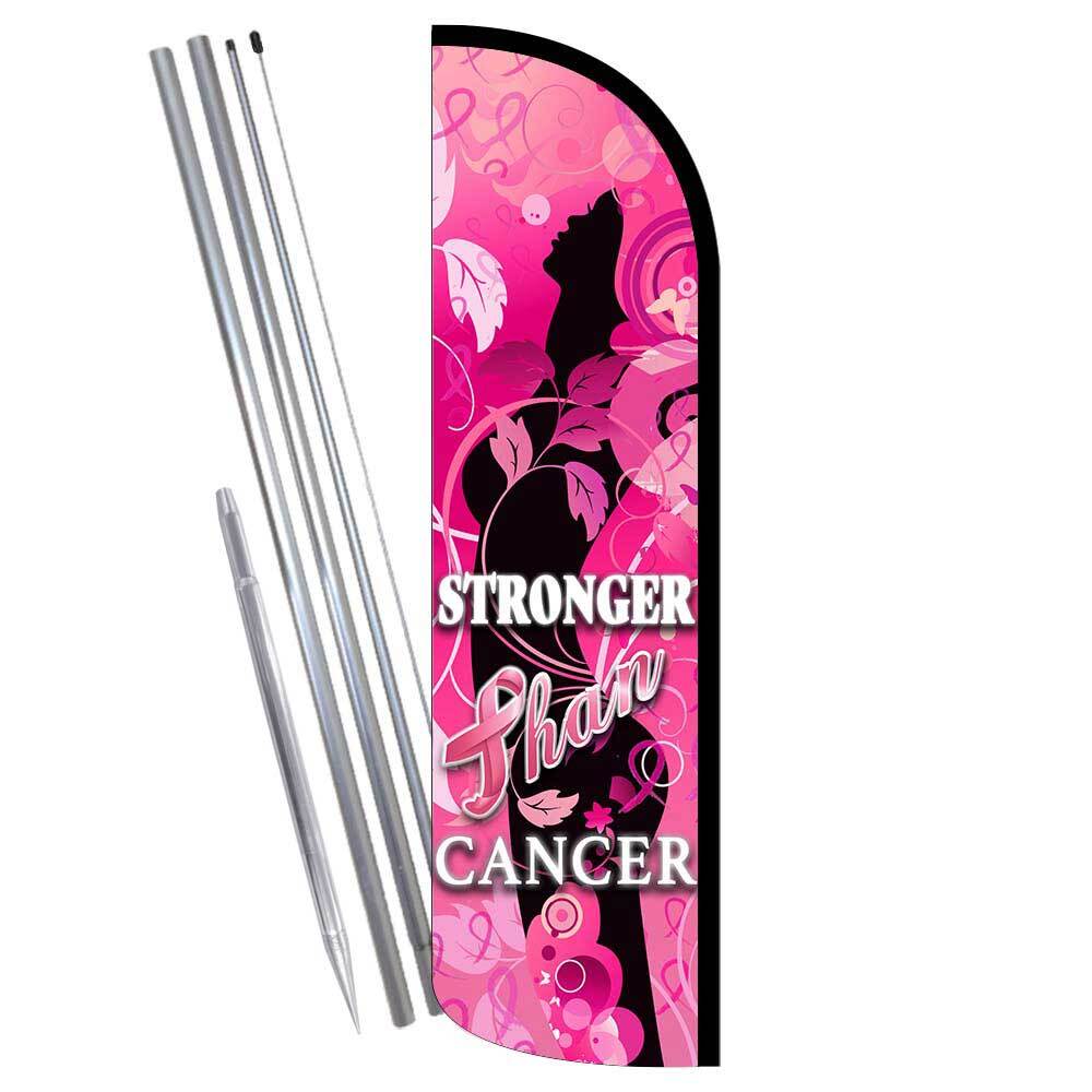 Breast Cancer Awareness Premium Windless Feather Flag Bundle (Complete Kit) OR O