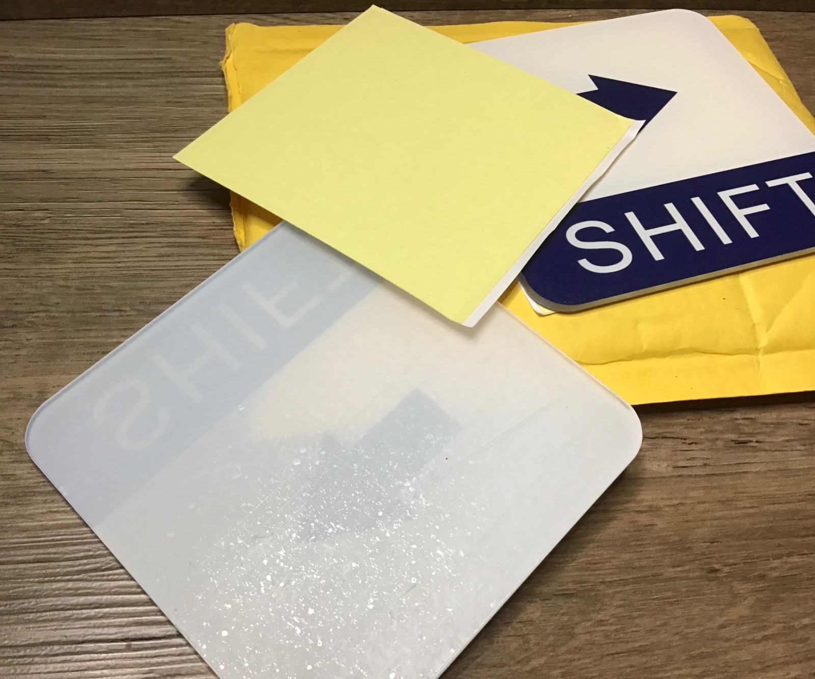 2pc 4″X4″ SHIFT Adhesive Door Acrylic Signs Set Blue/White
