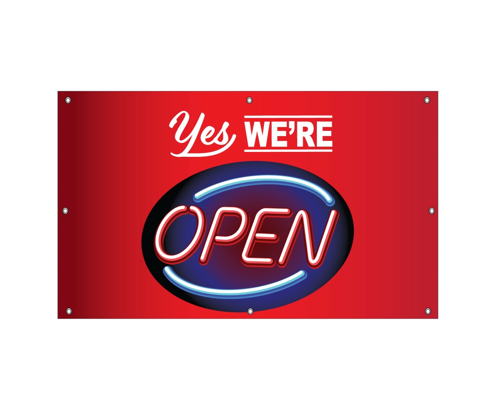 We Are Open Vinyl Banner Heavy Duty 3×5 Foot We’re Open Sign w/ Grommets