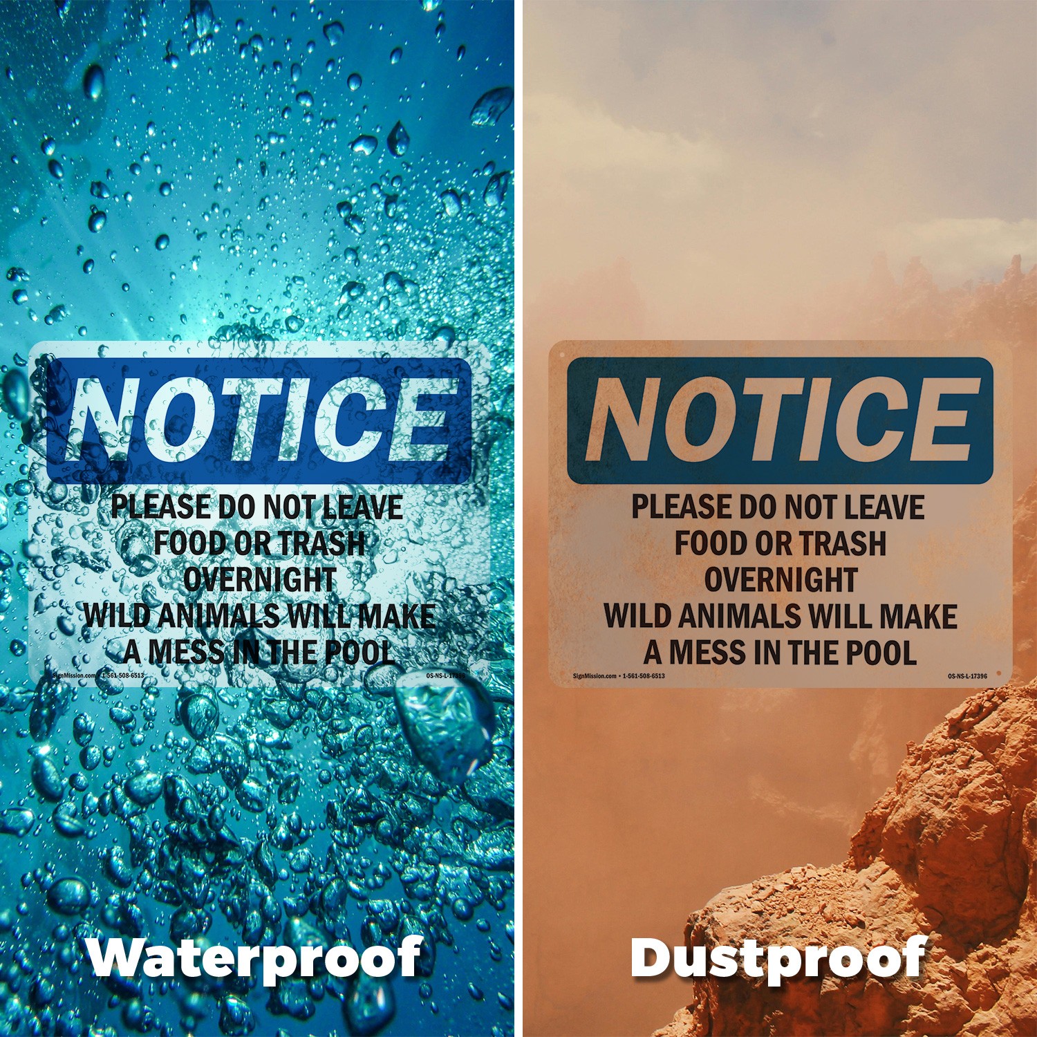 Please Do Not Leave Food Or Trash Overnight OSHA Notice Sign, Decal 5 or 10 Pack