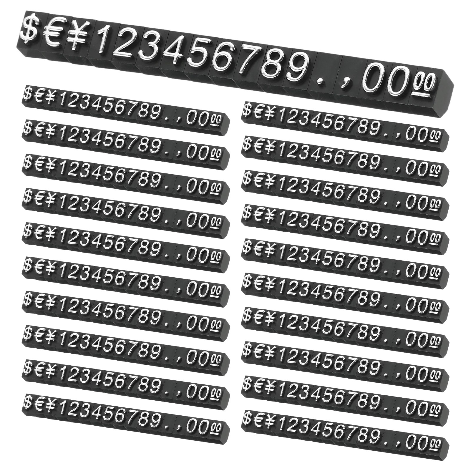 20 Set Price Display Cube, Adjustable Price Tag Stand,(Black/Silver, M)
