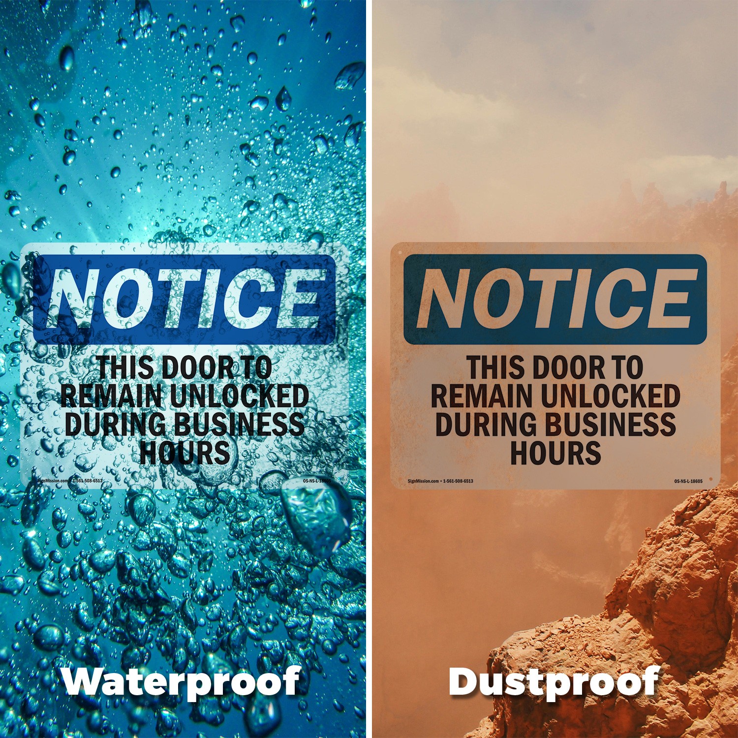 This Door To Remain Unlocked During Business Hours OSHA Notice Sign 5/10 Pack