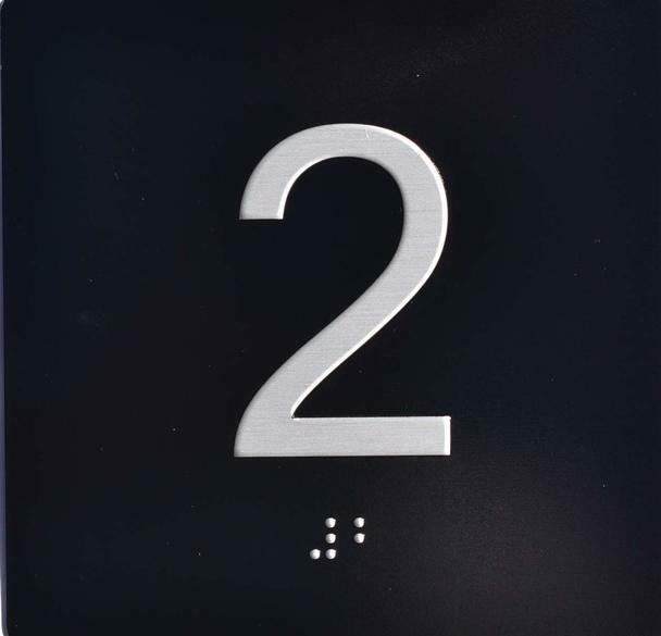 2nd Floor Elevator Jamb Plate Sign with Braille and Raised Number…….ref0420